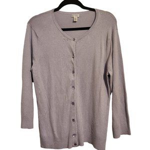 Spense Lilac Button Front Long Sleeve Cardigan Size XL